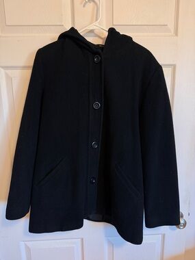 Women’s Black Hooded Wool Kristen Blake Coat. Size Medium. Preowned - Excellent